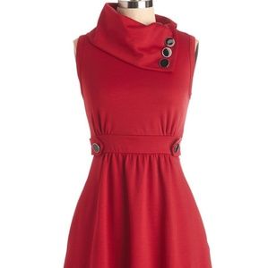 Modcloth Coach Tour A-line Red dress w/ pockets
